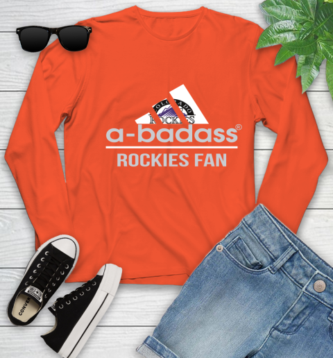 MLB A Badass Colorado Rockies Fan Adidas Baseball Sports Youth Long Sleeve - Image 4