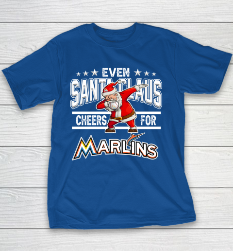 Miami Marlins Even Santa Claus Cheers For Christmas MLB Youth T-Shirt 6