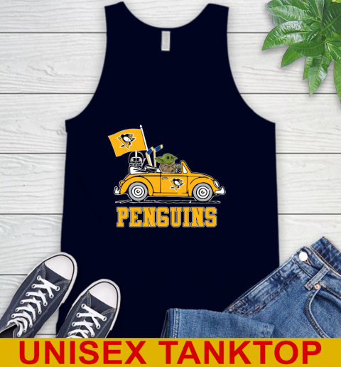 NHL Hockey Pittsburgh Penguins Darth Vader Baby Yoda Driving Star Wars Shirt Tank Top 3