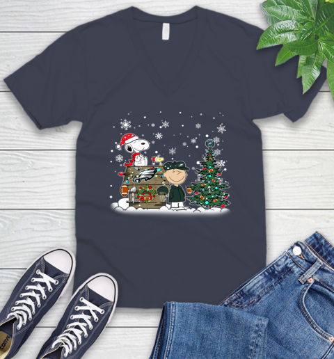 NFL Philadelphia Eagles Snoopy Charlie Brown Christmas Football Super Bowl Sports V-Neck T-Shirt 8