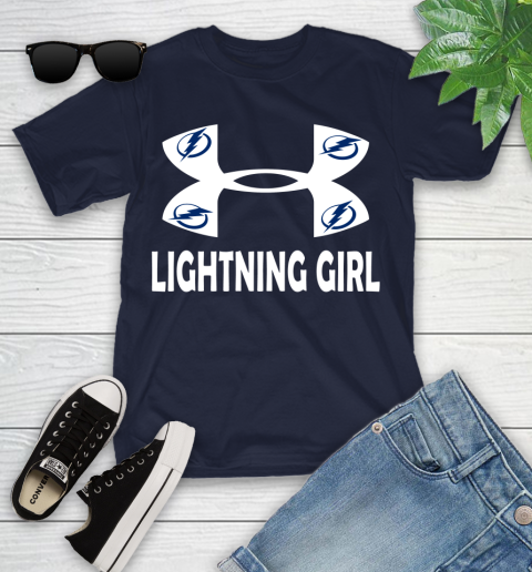 NHL Tampa Bay Lightning Girl Under Armour Hockey Sports Youth T-Shirt 2