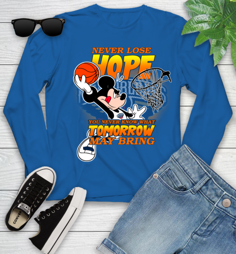 New Orleans Pelicans NBA Basketball Mickey Disney Never Lose Hope Youth Long Sleeve 10
