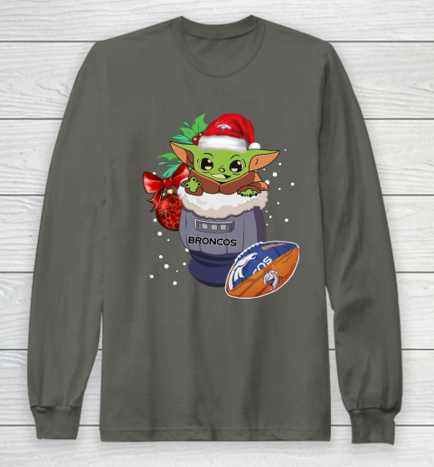 Denver Broncos Christmas Baby Yoda Star Wars Funny Happy NFL Long Sleeve T-Shirt 8