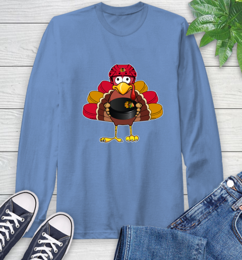 Chicago Blackhawks Turkey Thanksgiving Day Long Sleeve T-Shirt 11