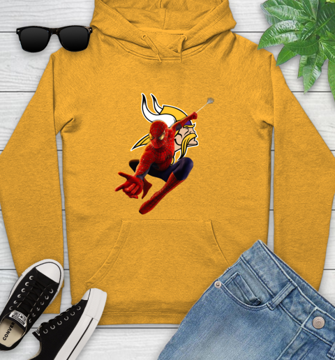 NFL Spider Man Avengers Endgame Football Minnesota Vikings Youth Hoodie 3