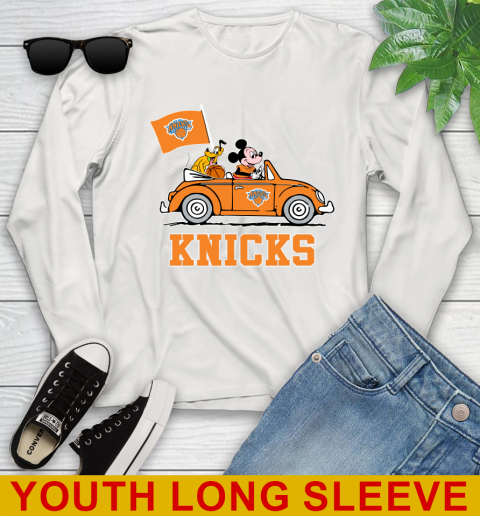 NBA Basketball New York Knicks Pluto Mickey Driving Disney Shirt Youth Long Sleeve 12
