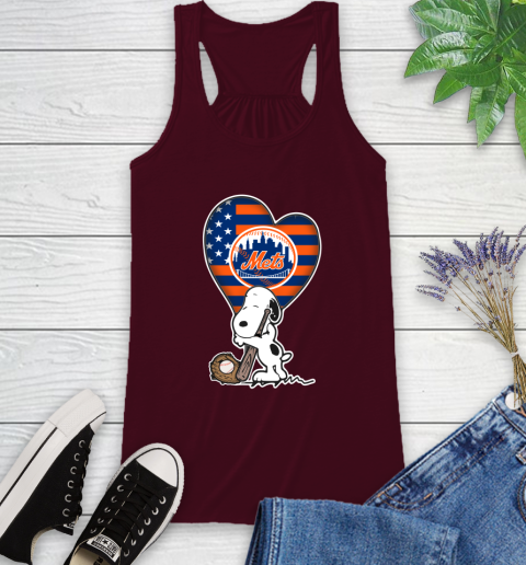 New York Mets MLB Baseball The Peanuts Movie Adorable Snoopy Racerback Tank 3