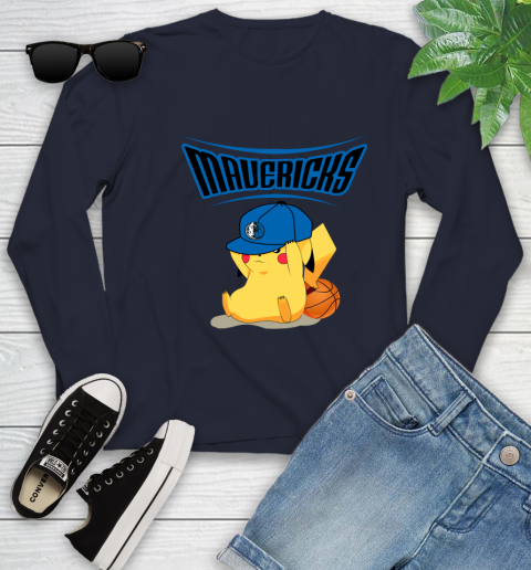 NBA Pikachu Basketball Sports Dallas Mavericks Youth Long Sleeve 3