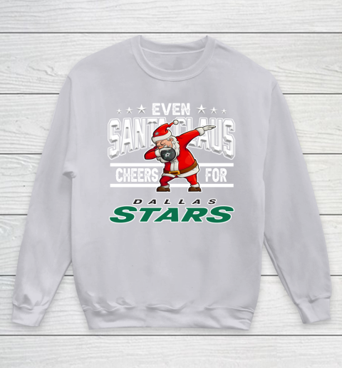Dallas Stars Even Santa Claus Cheers For Christmas NHL Youth Sweatshirt 3