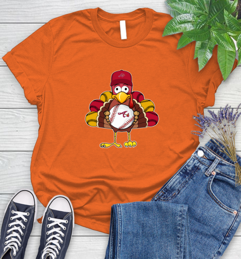 Atlanta Braves Turkey thanksgiving Women's T-Shirt 4