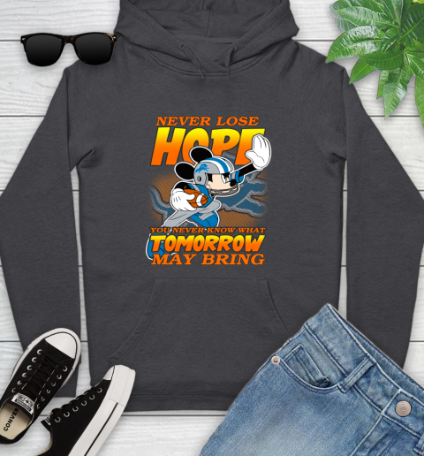 Detroit Lions NFL Football Mickey Disney Never Lose Hope Youth Hoodie 8
