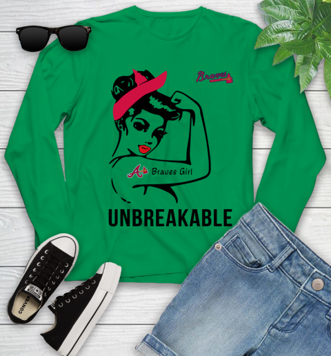 MLB Atlanta Braves Girl Unbreakable Baseball Sports Youth Long Sleeve 4