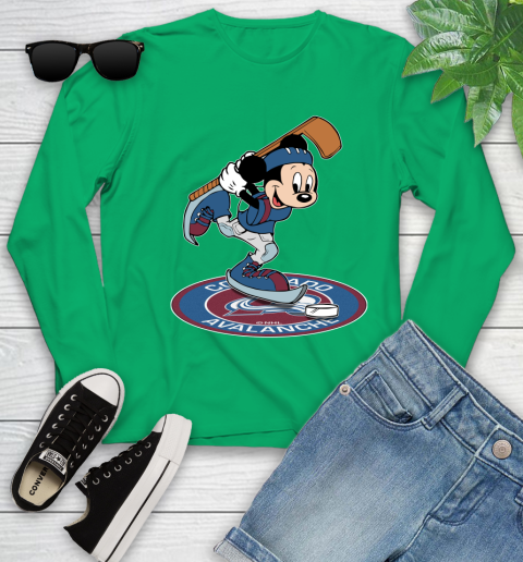 NHL Hockey Colorado Avalanche Cheerful Mickey Disney Shirt Youth Long Sleeve 6