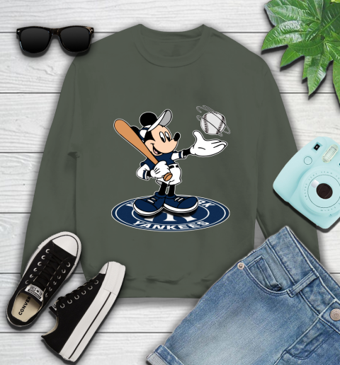MLB Baseball New York Yankees Cheerful Mickey Disney Shirt Youth Sweatshirt 9