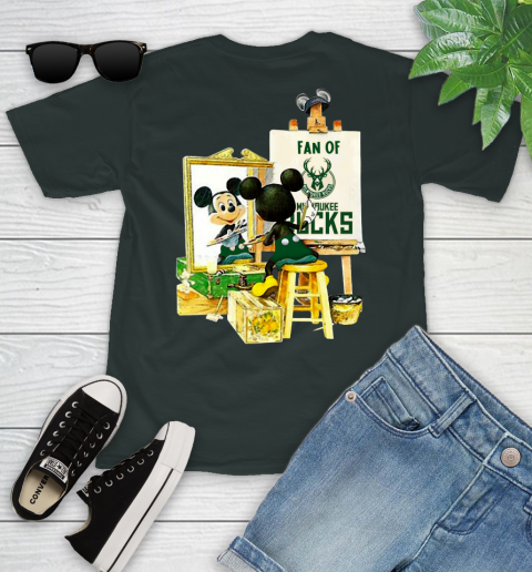 NBA Basketball Milwaukee Bucks Mickey Drawing Shirt 98