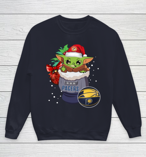 Indiana Pacers Christmas Baby Yoda Star Wars Funny Happy NBA Youth Sweatshirt 3