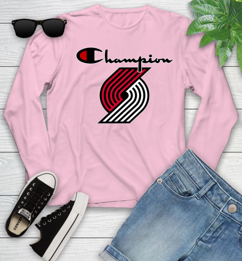 NBA Basketball Portland Trail Blazers Champion Shirt Youth Long Sleeve 8