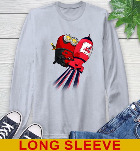 MLB Baseball Cleveland Indians Deadpool Minion Marvel Shirt Long Sleeve T-Shirt 6