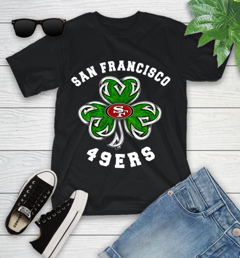 NFL San Francisco 49ers Three Leaf Clover St Patrick's Day Football Sports Youth T-Shirt