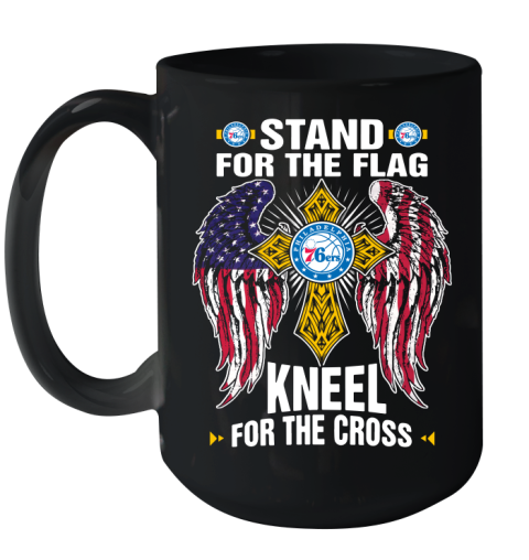 NBA Basketball Philadelphia 76ers Stand For Flag Kneel For The Cross Shirt Ceramic Mug 15oz