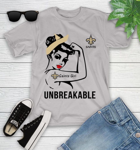 NFL New Orleans Saints Girl Unbreakable Football Sports Youth T-Shirt 10