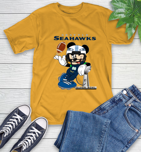 NFL Seattle Seahawks Mickey Mouse Disney Super Bowl Football T Shirt T-Shirt 3