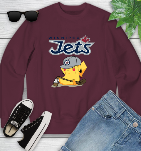NHL Pikachu Hockey Sports Winnipeg Jets Youth Sweatshirt 5