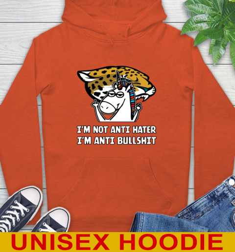 Jacksonville Jaguars NFL Football Unicorn I'm Not Anti Hater I'm Anti Bullshit Hoodie 5