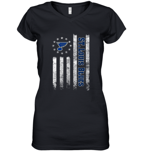 NHL American Flag Hockey Sports St.Louis Blues Women's V-Neck T-Shirt