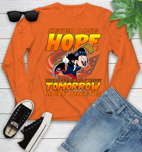 Columbus Blue Jackets NHL Hockey ootball Mickey Disney Never Lose Hope Youth Long Sleeve 3