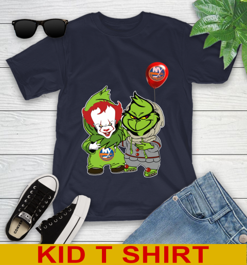 New York Islanders Baby Pennywise Grinch Christmas NHL Hockey Youth T-Shirt 3