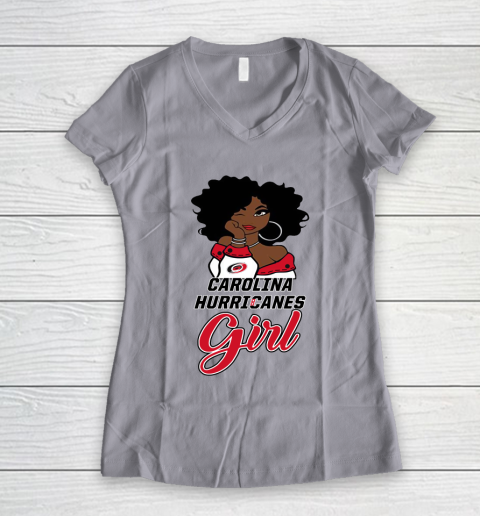 Carolina Hurricanes Girl NHL Women's V-Neck T-Shirt 4