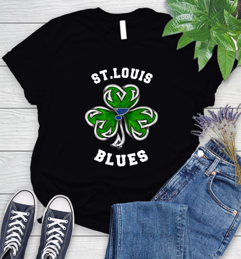 NHL St.Louis Blues Three Leaf Clover St Patrick's Day Hockey Sports Women's T-Shirt