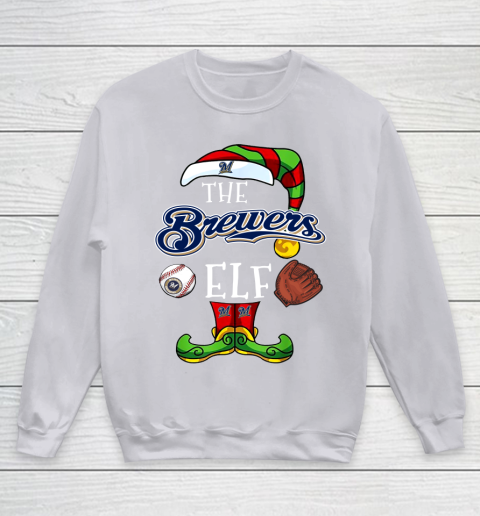 Milwaukee Brewers Christmas ELF Funny MLB Youth Sweatshirt 3
