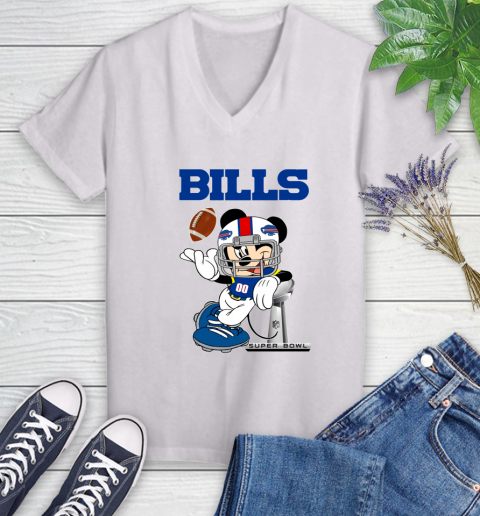 NFL Buffalo Bills Mickey Mouse Disney Super Bowl Football T Shirt Women's V-Neck T-Shirt