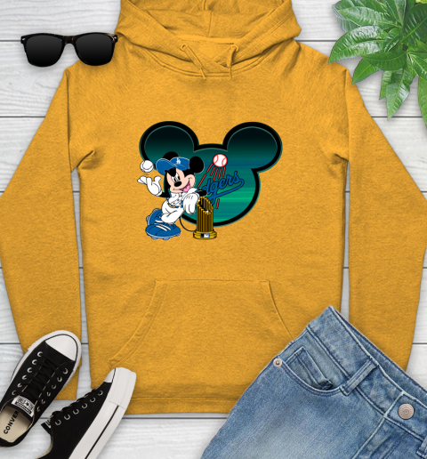 MLB Los Angeles Dodgers The Commissioner's Trophy Mickey Mouse Disney Youth Hoodie 3