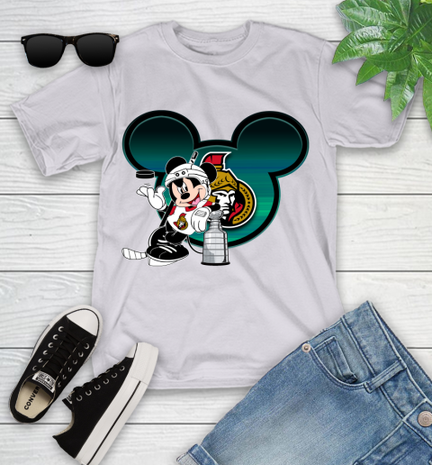 NHL Ottawa Senators Stanley Cup Mickey Mouse Disney Hockey T Shirt Youth T-Shirt 4