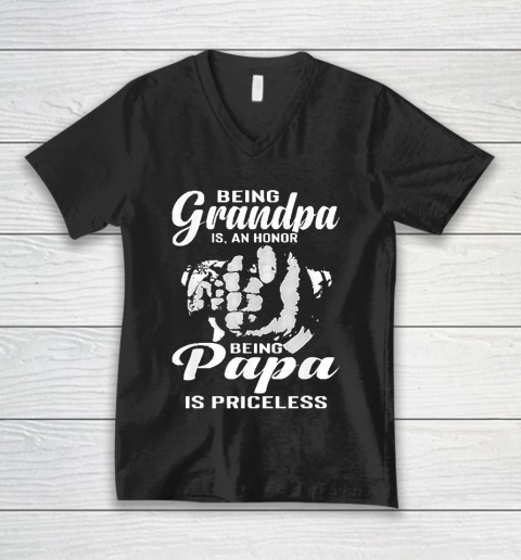 Grandpa Funny Gift Apparel  Being Grandpa Is An Honor Being Papa V-Neck T-Shirt