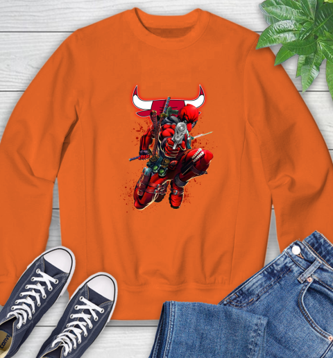 NBA Deadpool Marvel Comics Sports Basketball Chicago Bulls Sweatshirt 4
