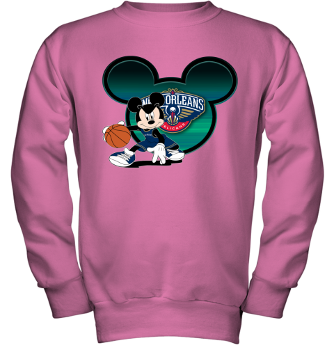 NBA Basketball New Orleans Pelicans Cheerful Mickey Mouse Shirt Youth T- Shirt