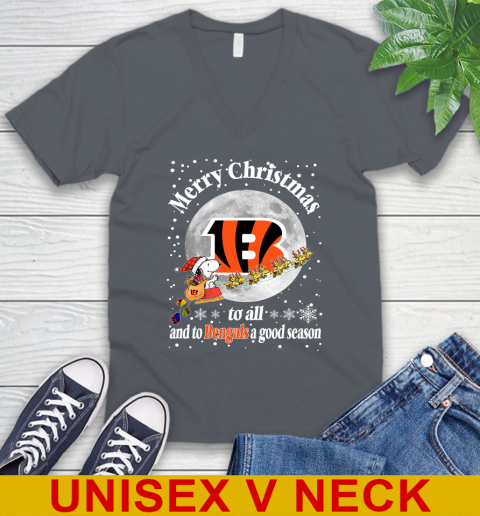 Cincinnati Bengals Merry Christmas To All And To Bengals A Good Season NFL Football Sports V-Neck T-Shirt 4