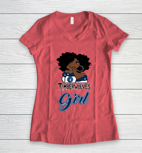 Minnesota Timberwolves Girl NBA Women's V-Neck T-Shirt 6