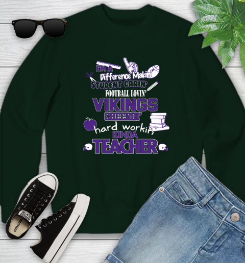 Minnesota Vikings NFL I'm A Difference Making Student Caring Football Loving Kinda Teacher Youth Sweatshirt 9