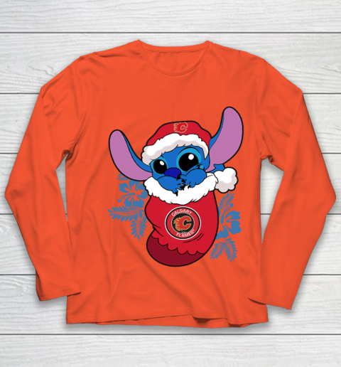Calgary Flames Christmas Stitch In The Sock Funny Disney NHL Youth Long Sleeve 4