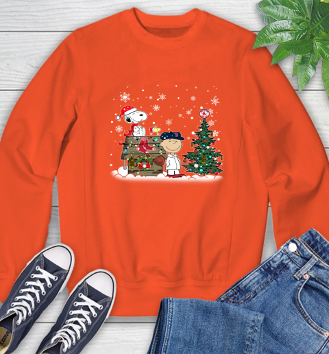 MLB Boston Red Sox Snoopy Charlie Brown Christmas Baseball Commissioner's Trophy Sweatshirt 3