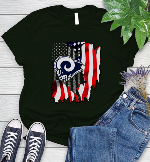 Los Angeles Rams NFL Football American Flag Women's T-Shirt 6