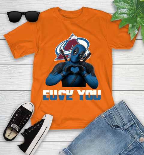 NHL Colorado Avalanche Deadpool Love You Fuck You Hockey Sports Youth T-Shirt 9
