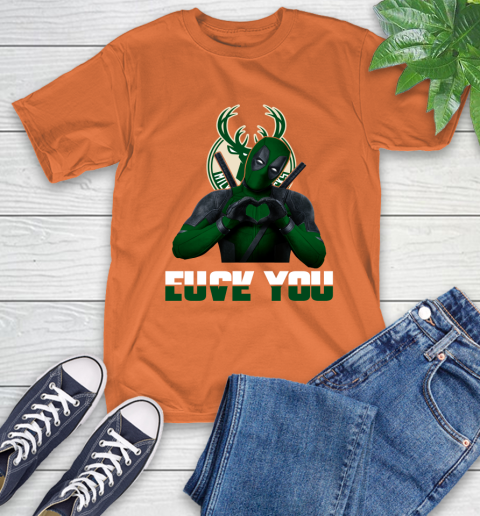 NBA Milwaukee Bucks Deadpool Love You Fuck You Basketball Sports T-Shirt 4