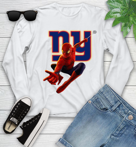 NFL Spider Man Avengers Endgame Football New York Giants Youth Long Sleeve