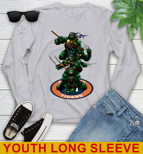 MLB Baseball Detroit Tigers Teenage Mutant Ninja Turtles Shirt Youth Long Sleeve 6